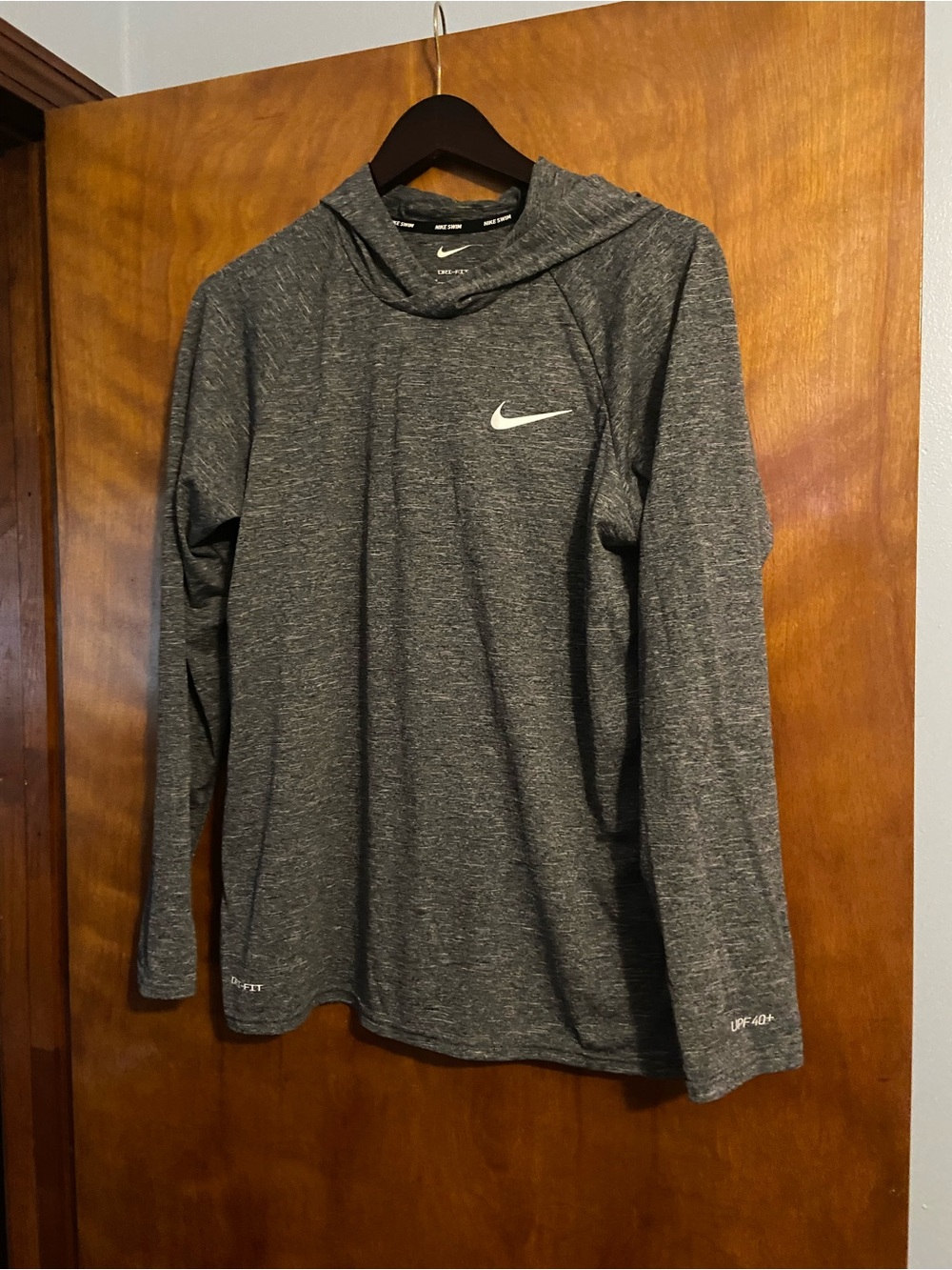 Nike Men's Dark Gray Dri-FIT Hooded Long Sleeve Shirt